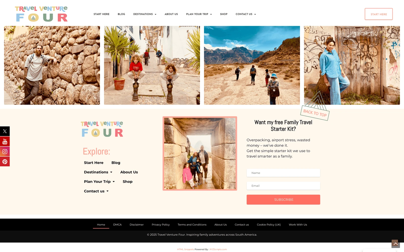 Bottom screenshot of TravelVentureFour.com