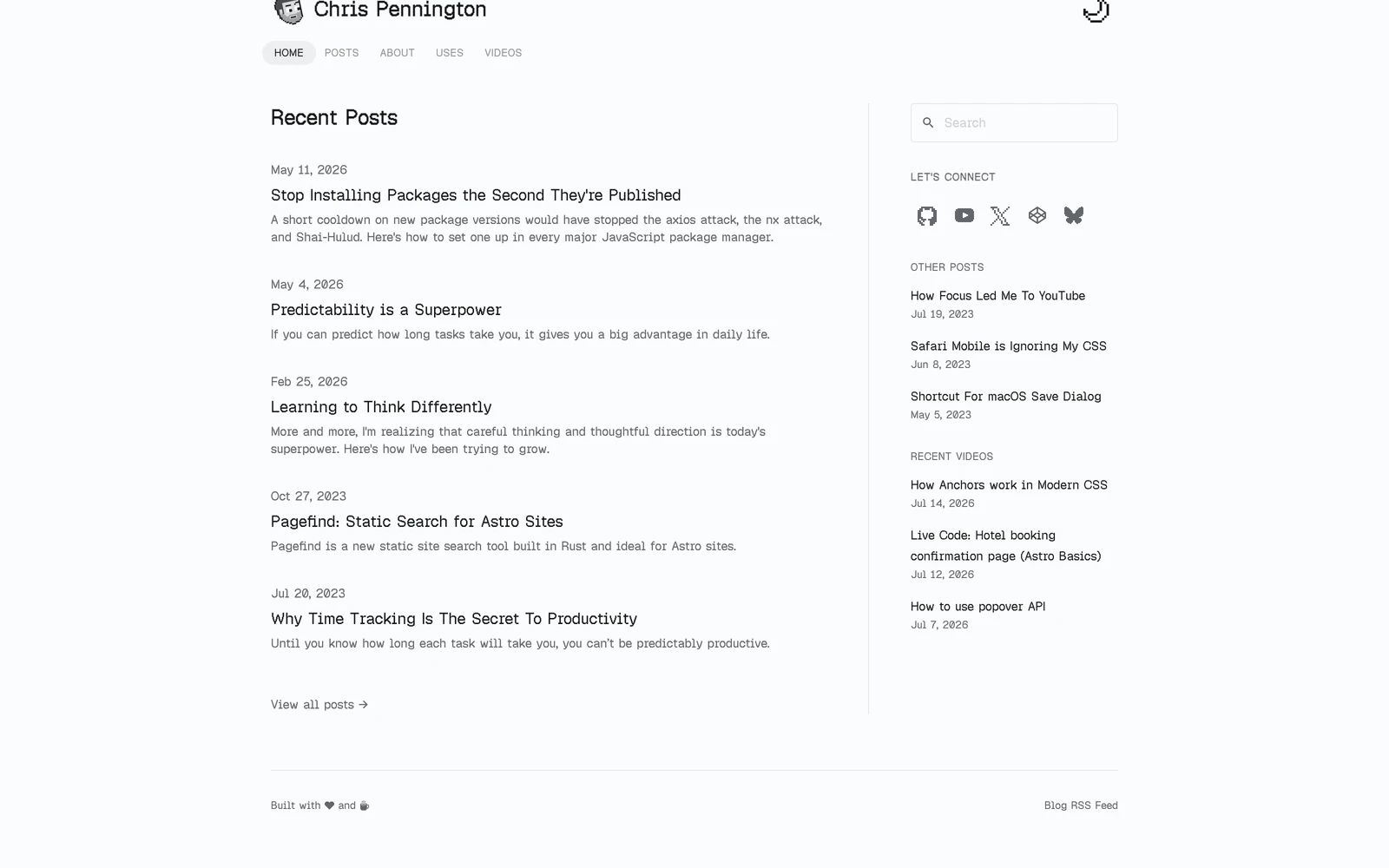 Bottom screenshot of ChrisPennington.dev