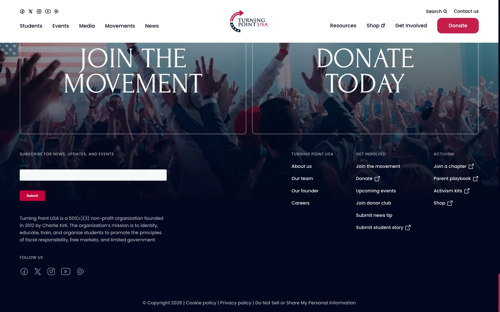 Bottom screenshot of TPUSA.com