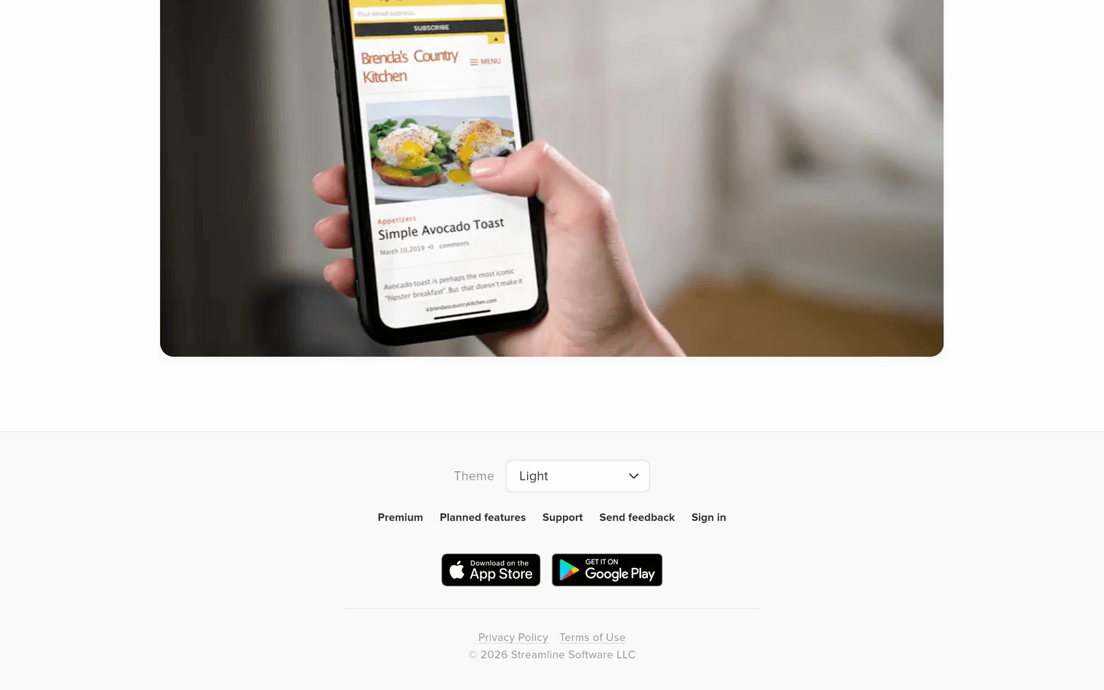 Bottom screenshot of JustTheRecipe.com