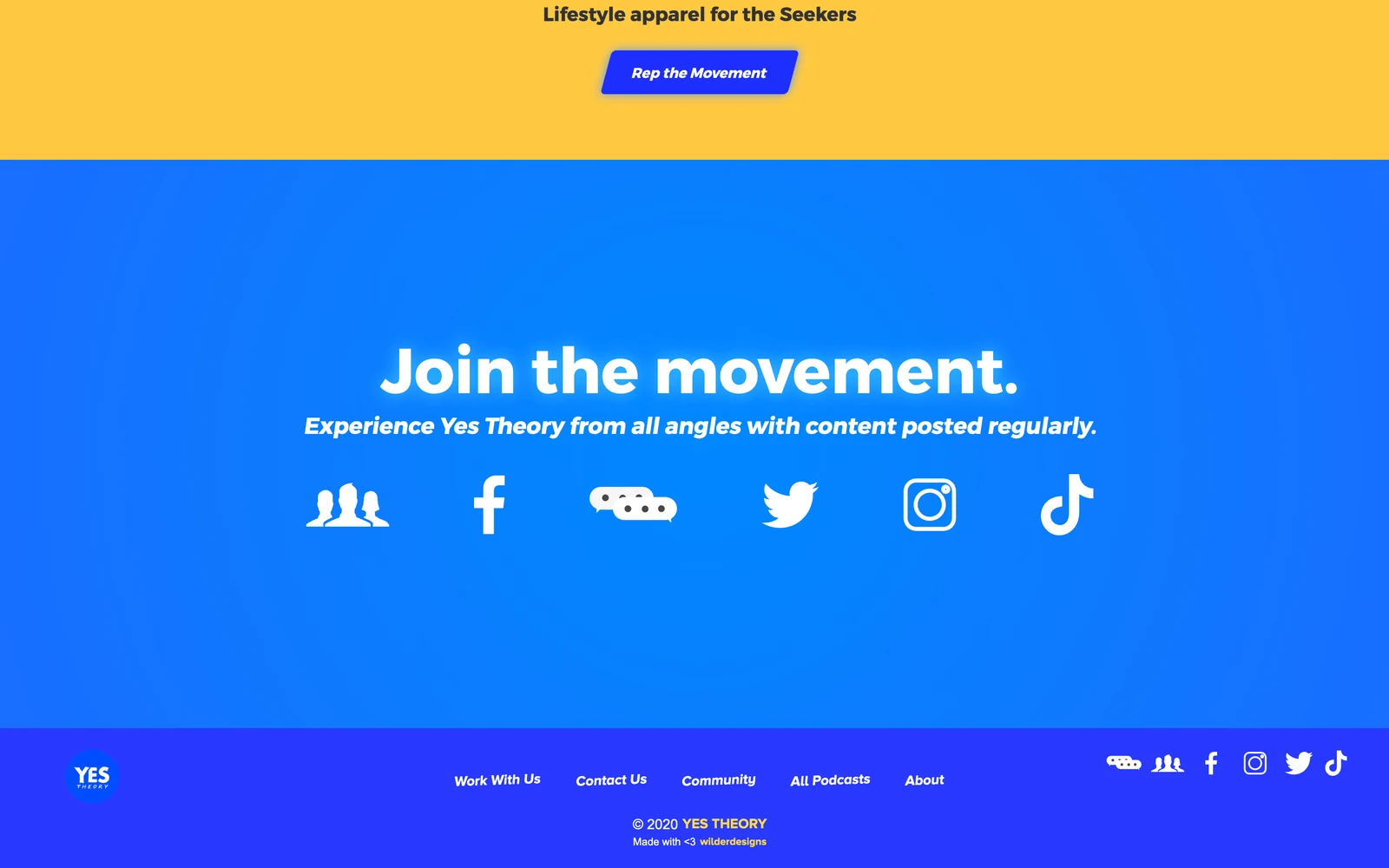 Bottom screenshot of YesTheory.com