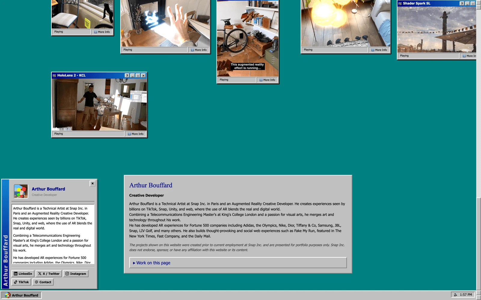 Bottom screenshot of ArthurBouffard.com