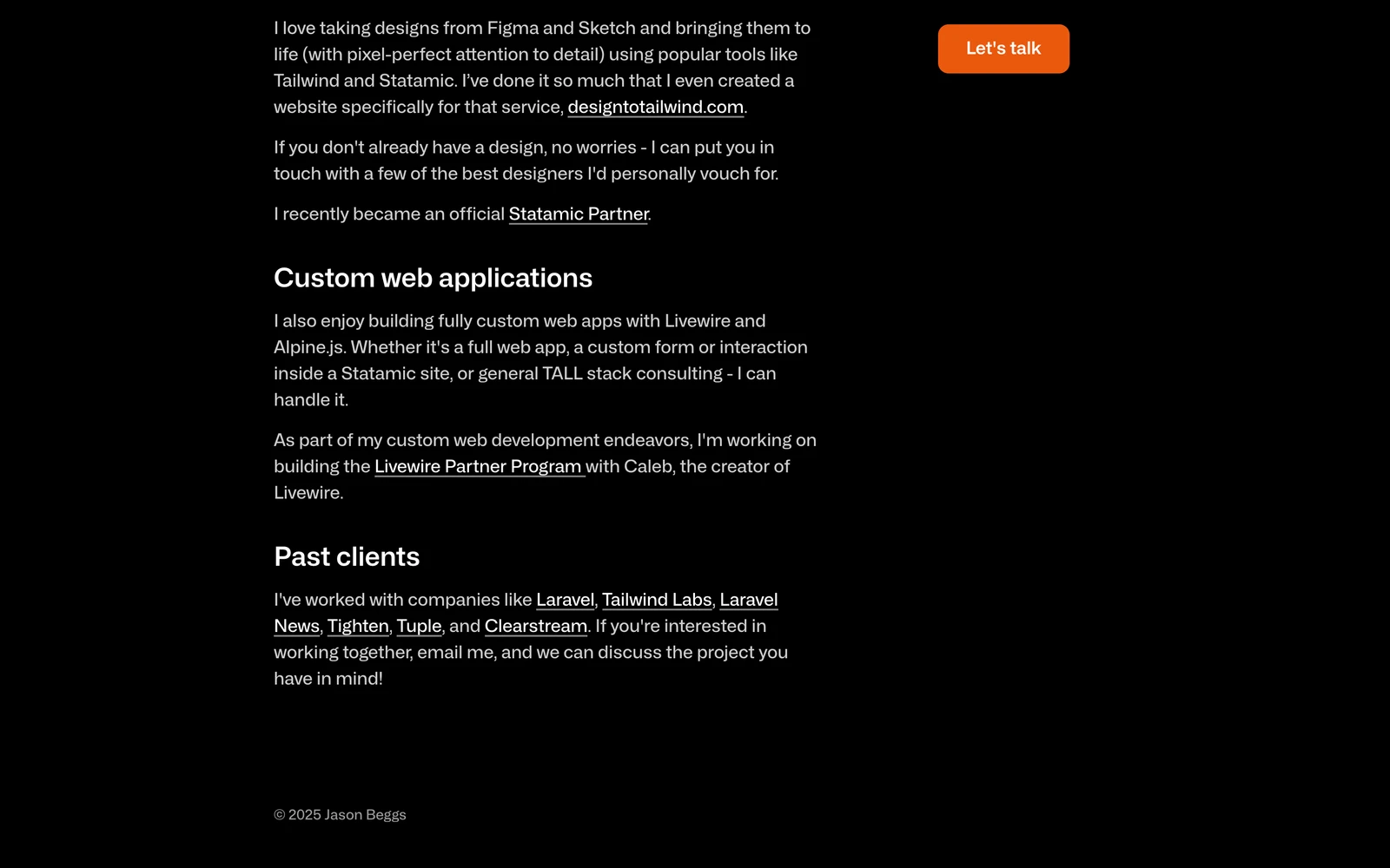 Bottom screenshot of JasonLBeggs.com
