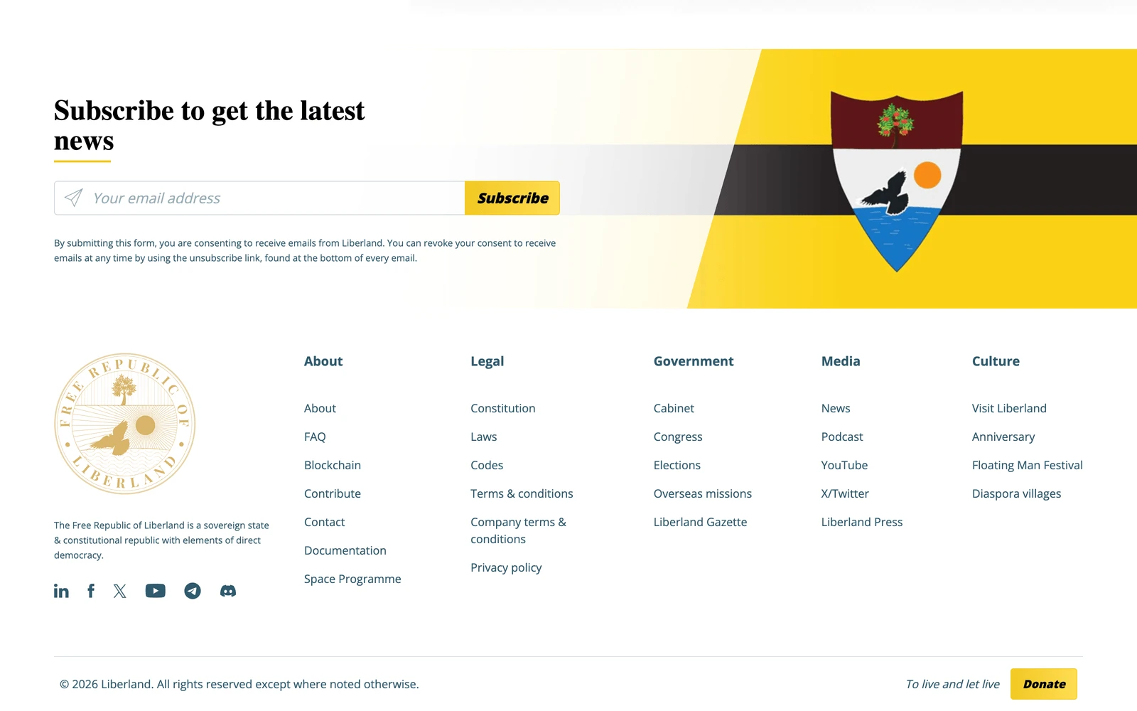 Bottom screenshot of Liberland.org