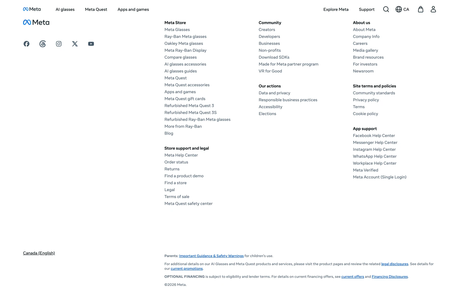 Bottom screenshot of Meta.com