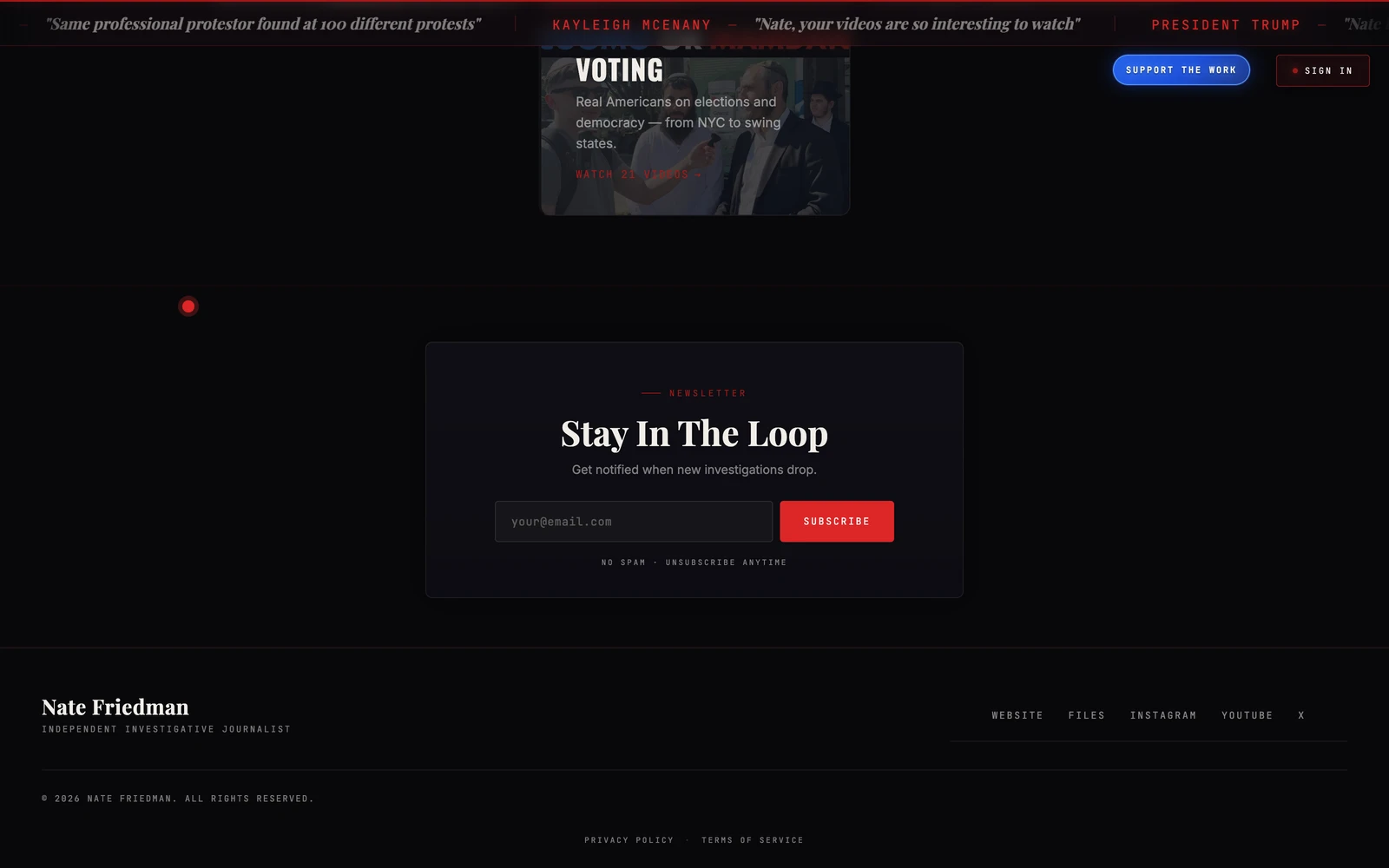 Bottom screenshot of NateFriedmanShow.com