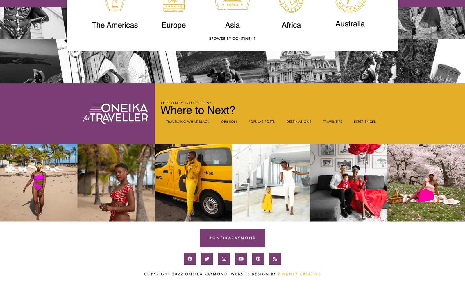 Bottom screenshot of OneikaTheTraveller.com