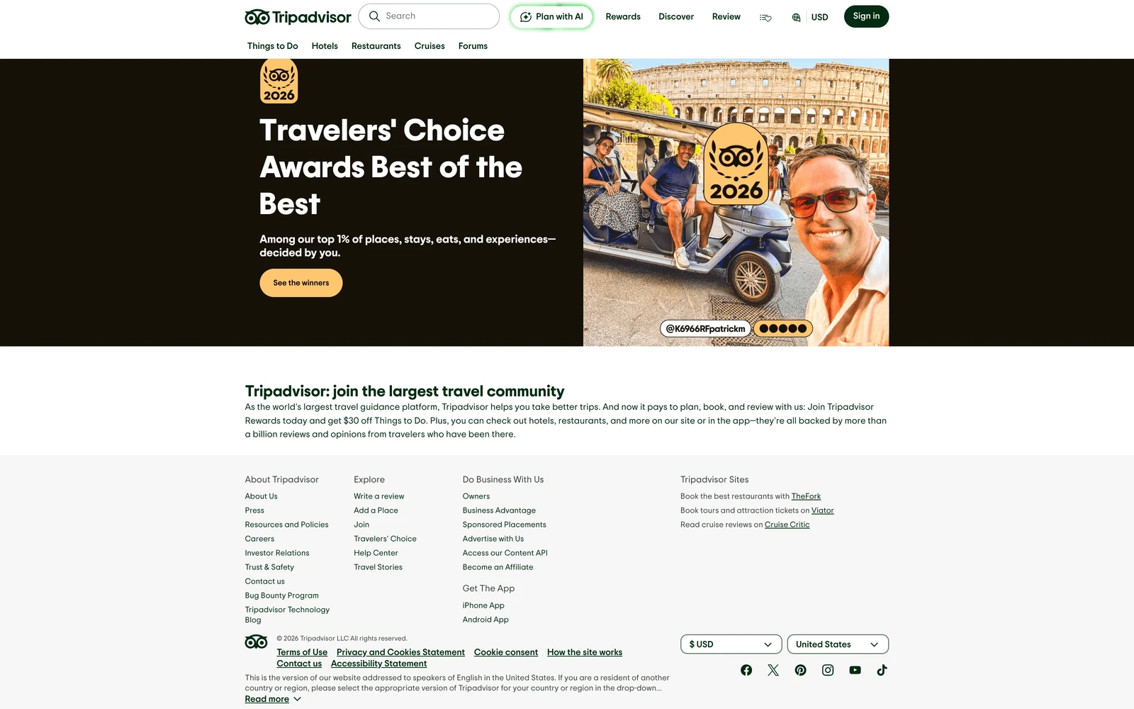 Bottom screenshot of Tripadvisor.com