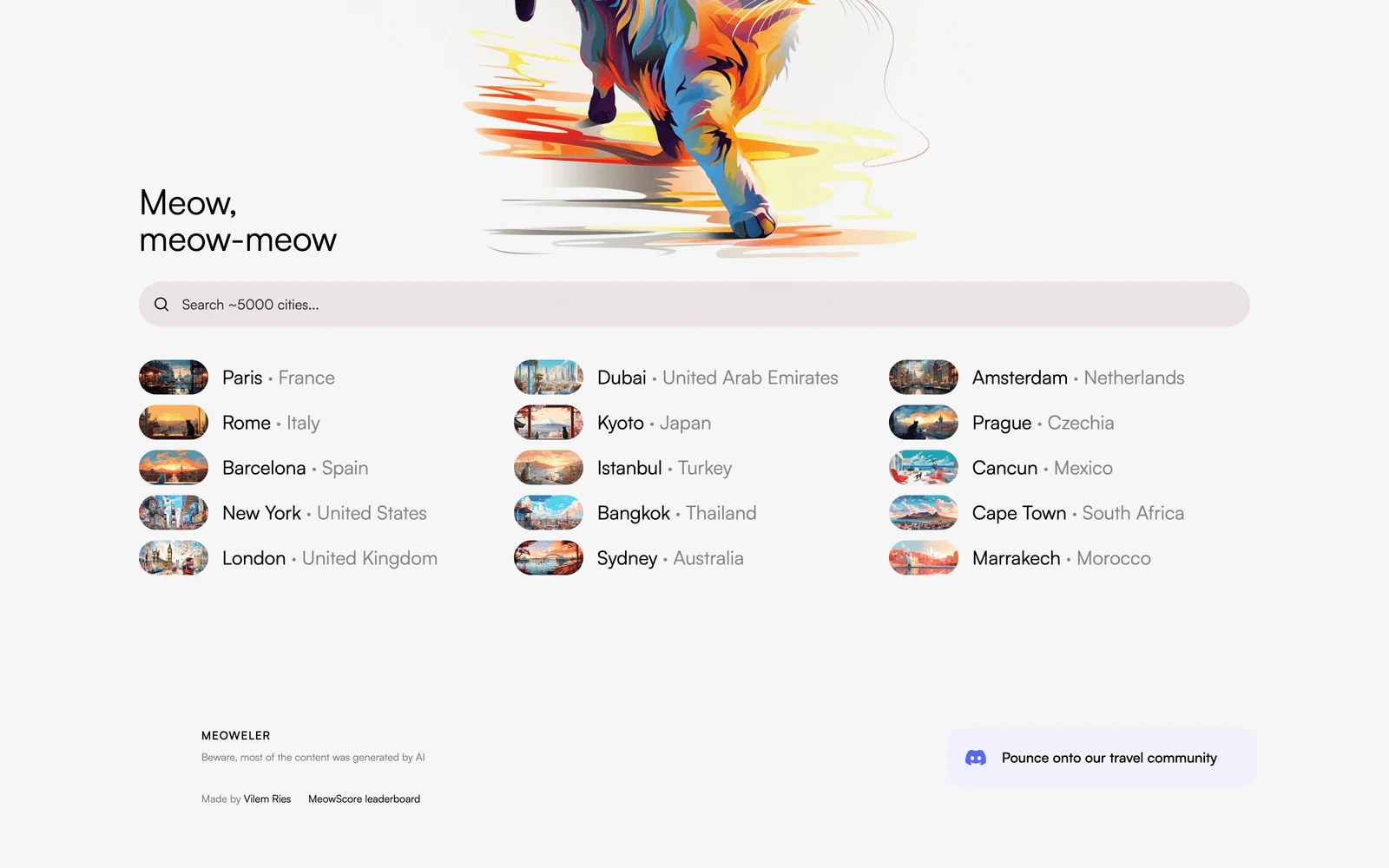 Bottom screenshot of Meoweler.com