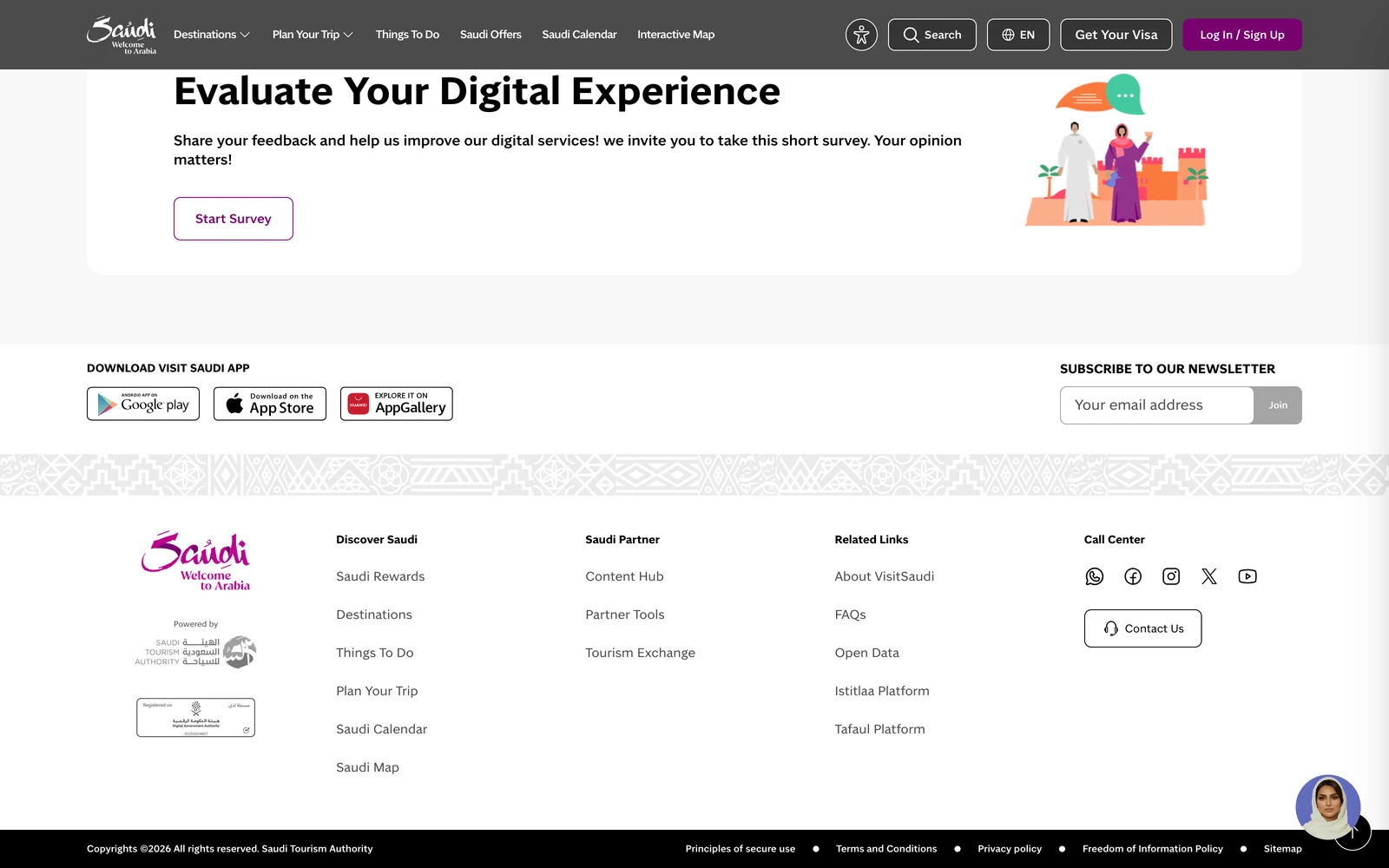 Bottom screenshot of VisitSaudi.com