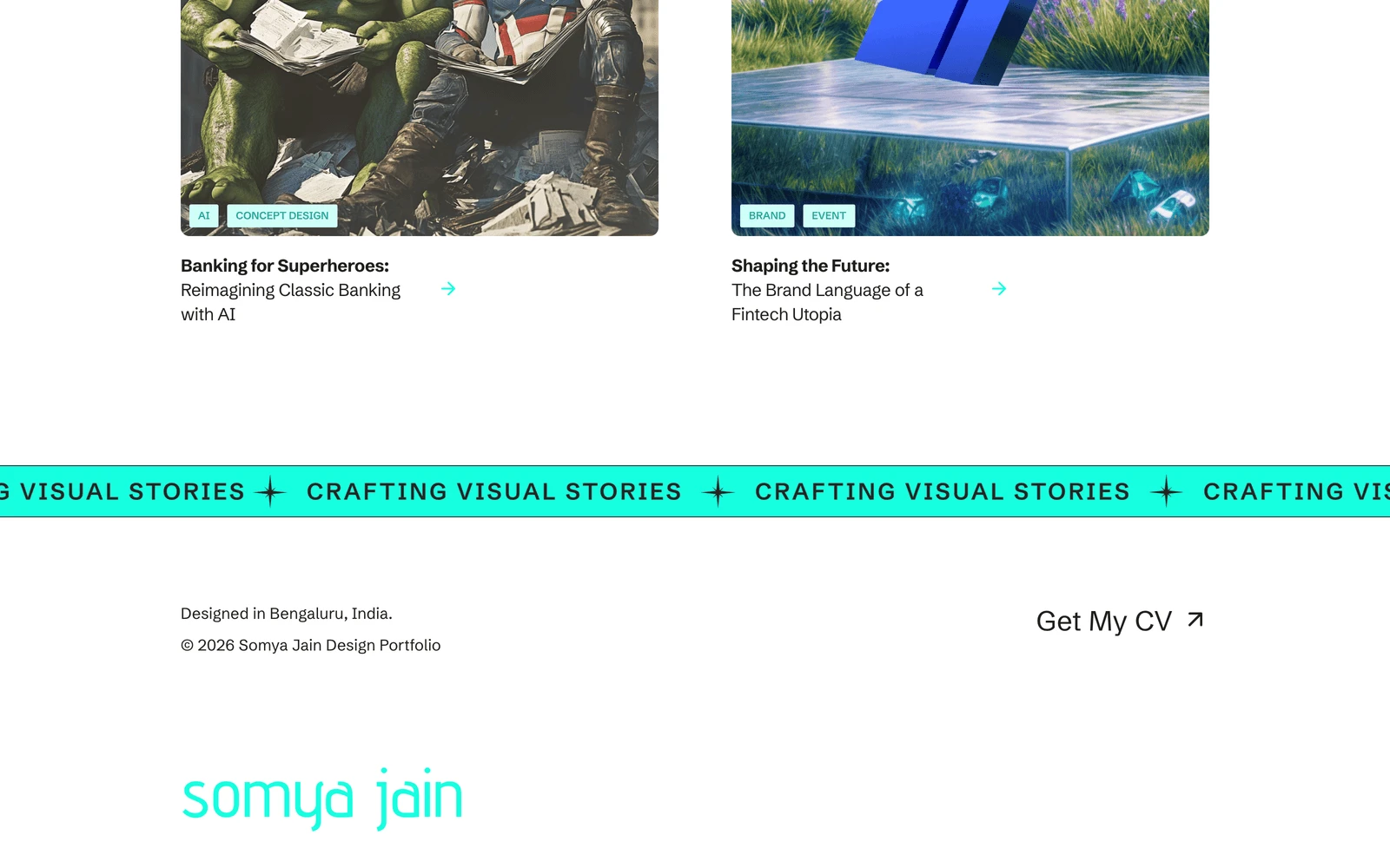 Bottom screenshot of SomyaJain.com