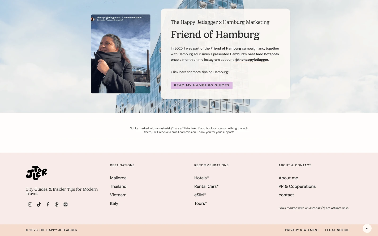 Bottom screenshot of TheHappyJetlagger.com