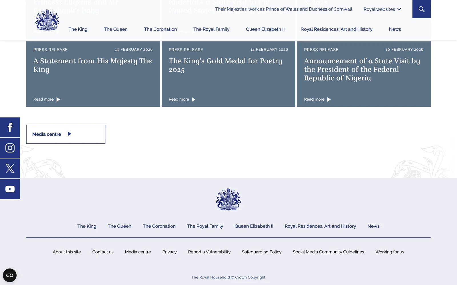 Bottom screenshot of Royal.uk