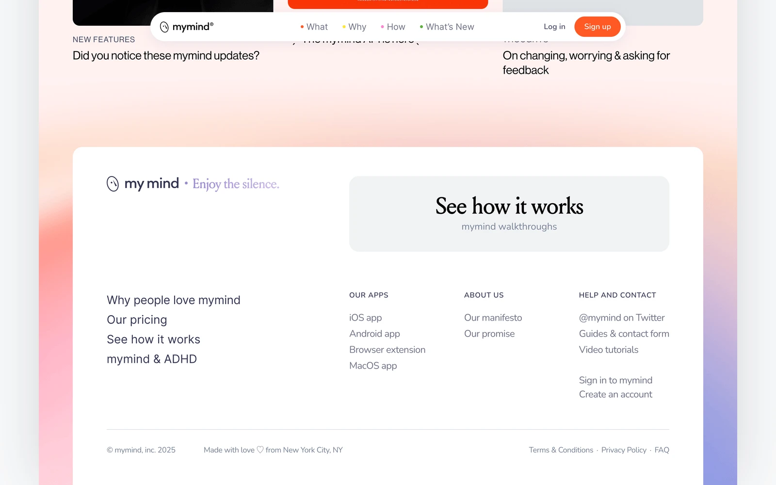 Bottom screenshot of MyMind.com