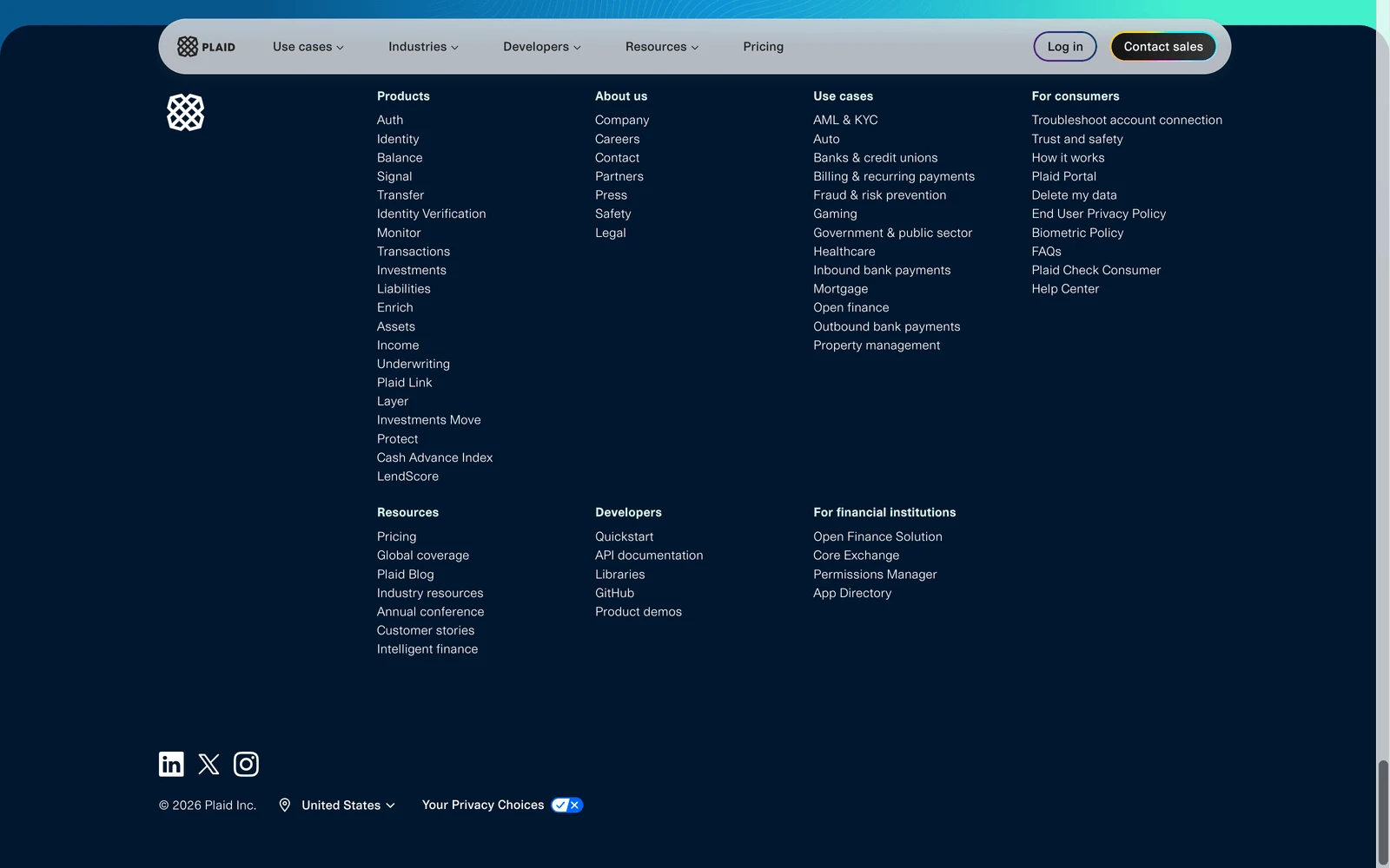 Bottom screenshot of Plaid.com
