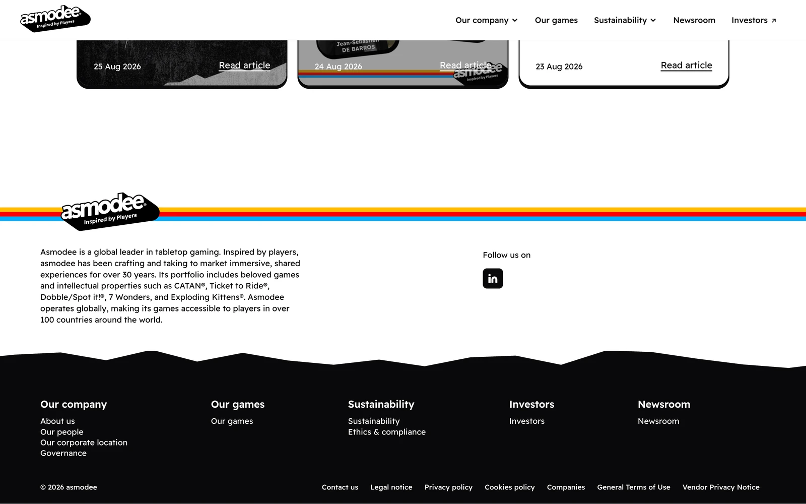 Bottom screenshot of Asmodee.com