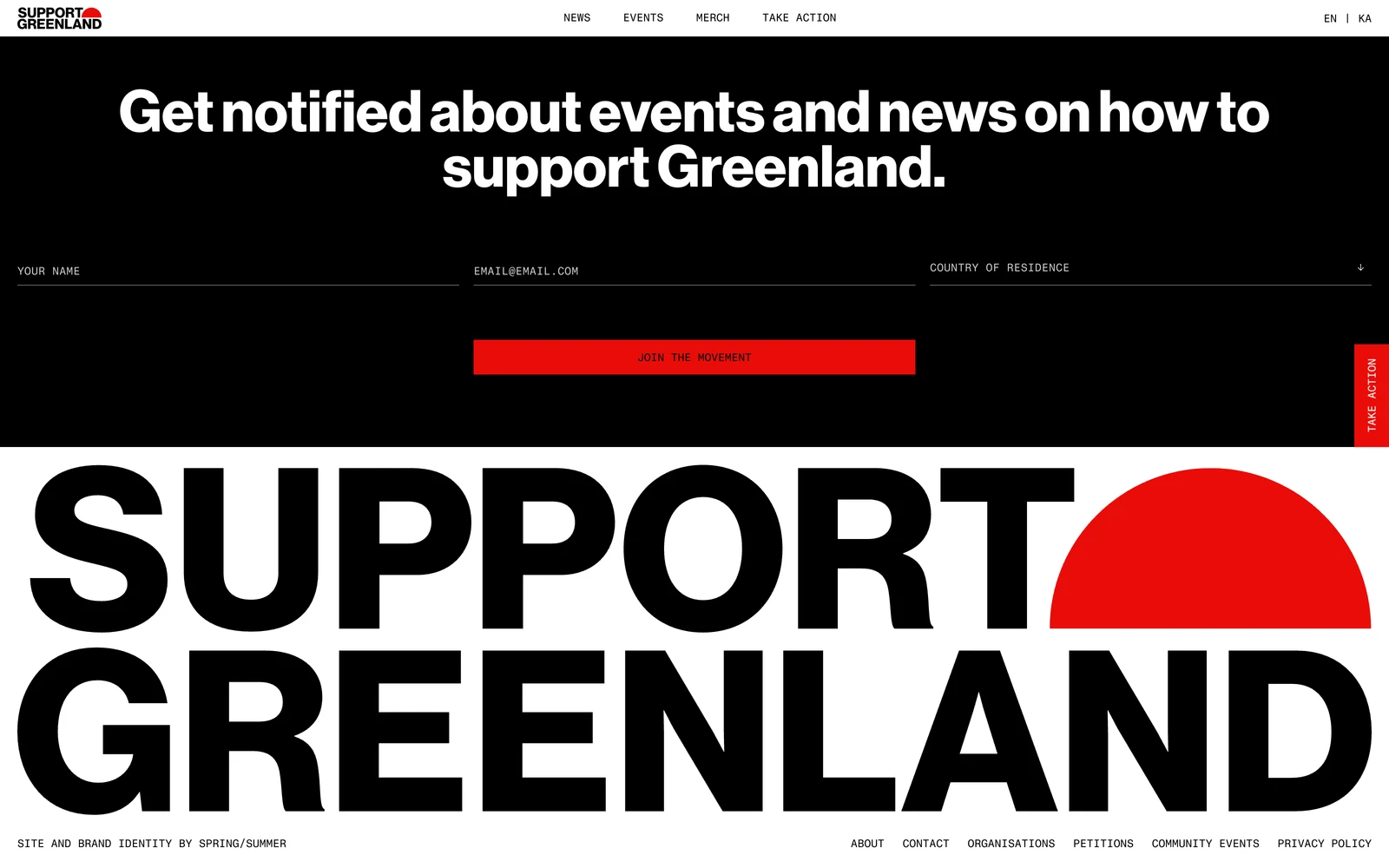 Bottom screenshot of SupportGreenland.org