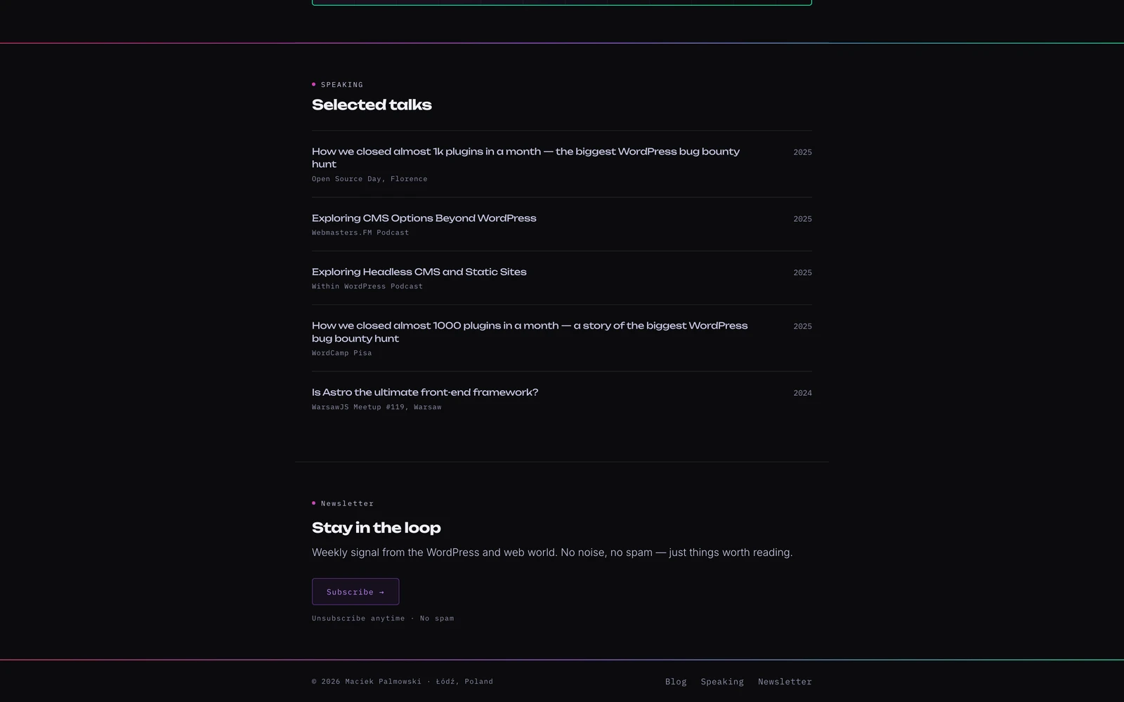 Bottom screenshot of MaciekPalmowski.dev