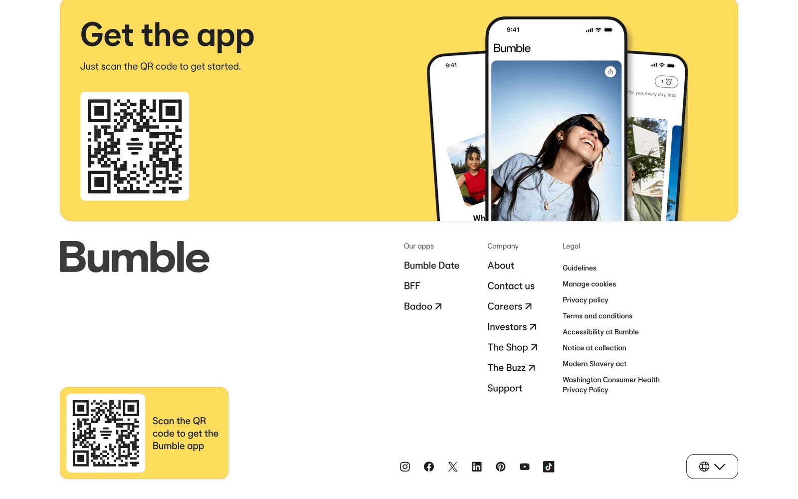 Bottom screenshot of Bumble.com