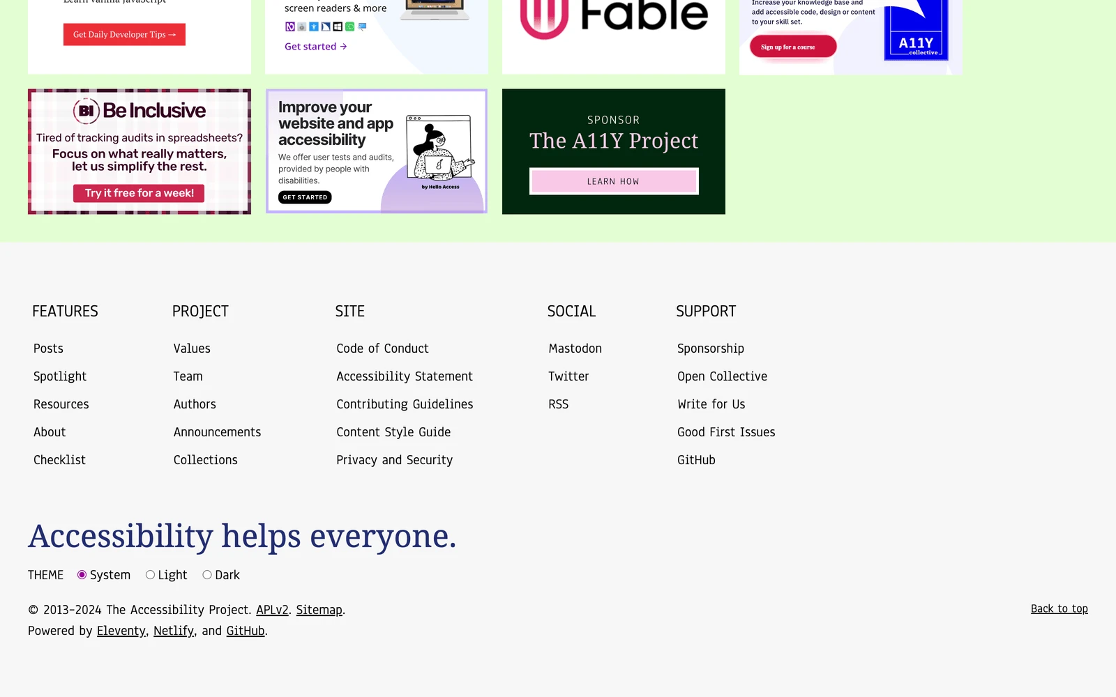 Bottom screenshot of a11yProject.com