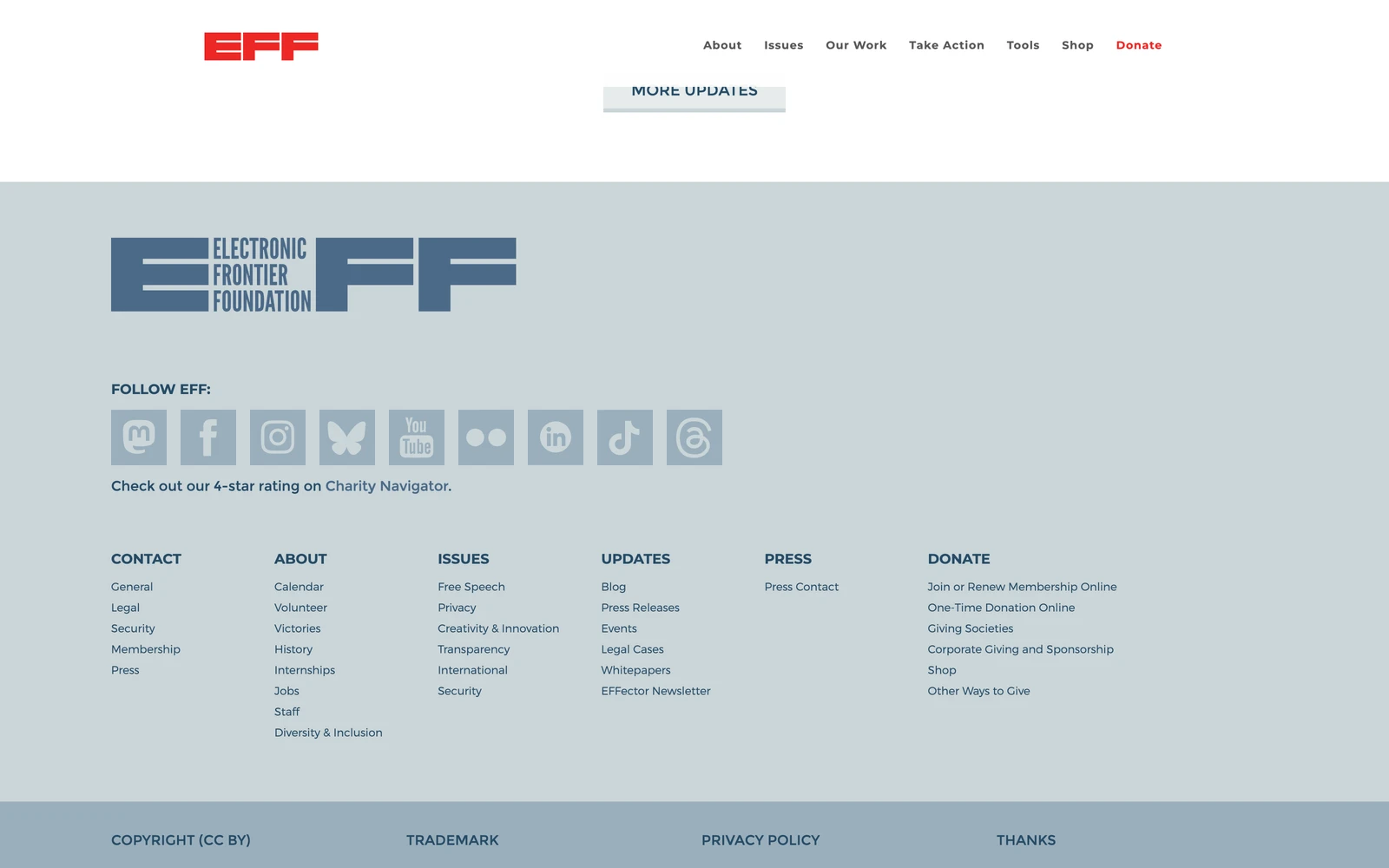 Bottom screenshot of EFF.org