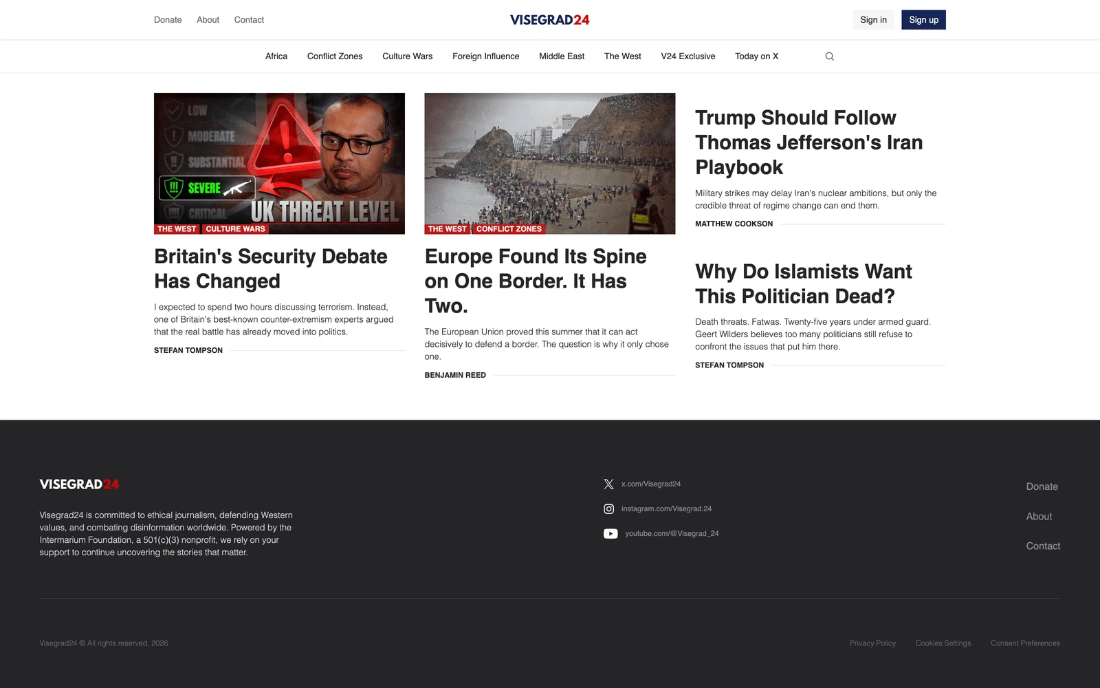 Bottom screenshot of Visegrad24.com
