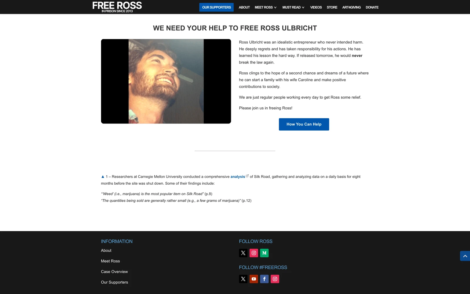 Bottom screenshot of FreeRoss.org
