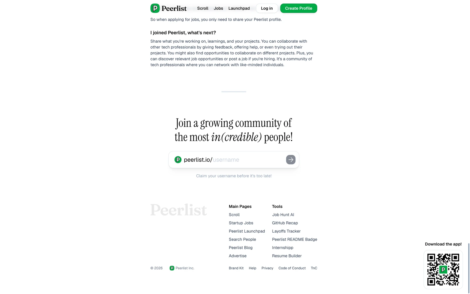 Bottom screenshot of PeerList.io