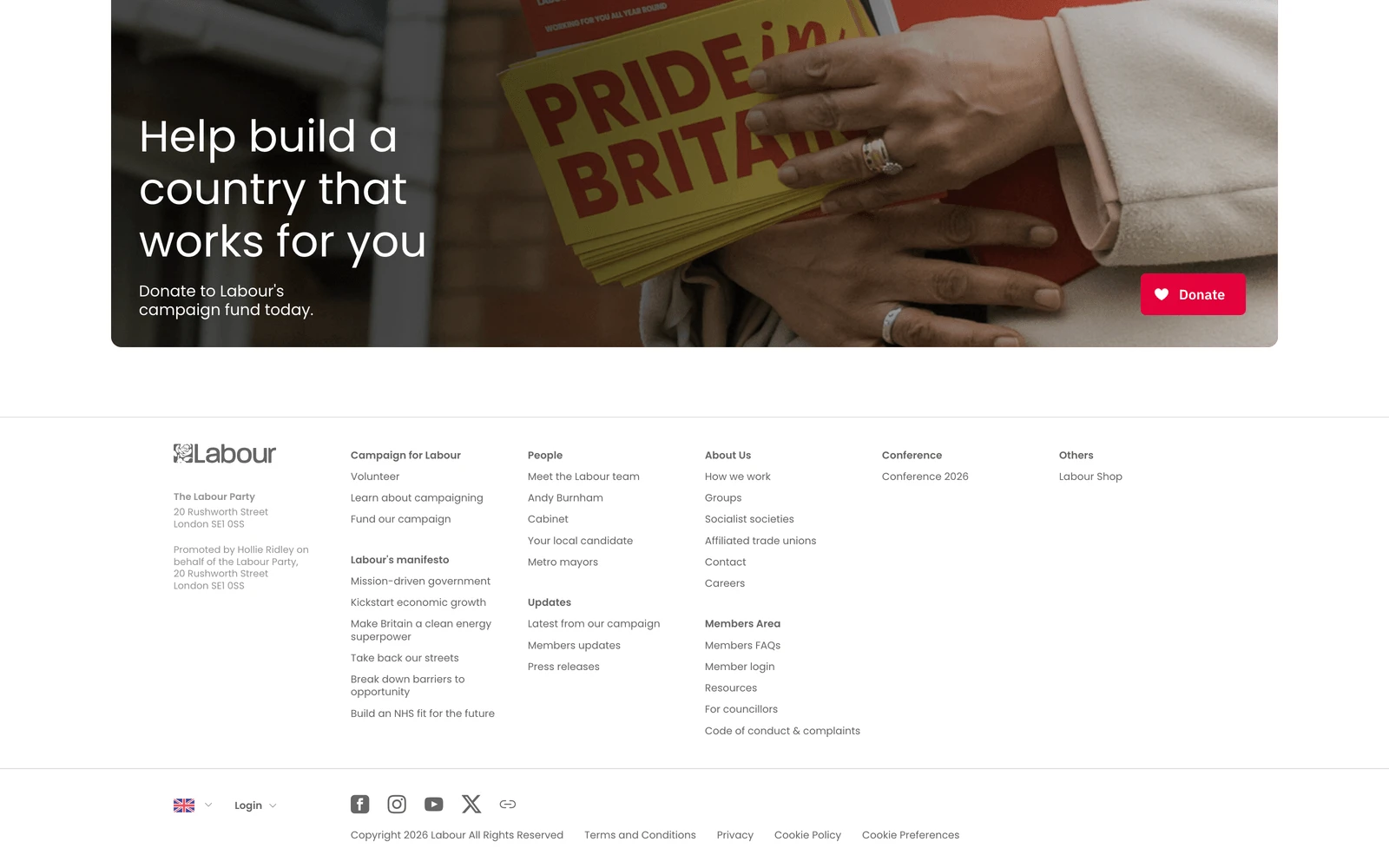 Bottom screenshot of Labour.org.uk