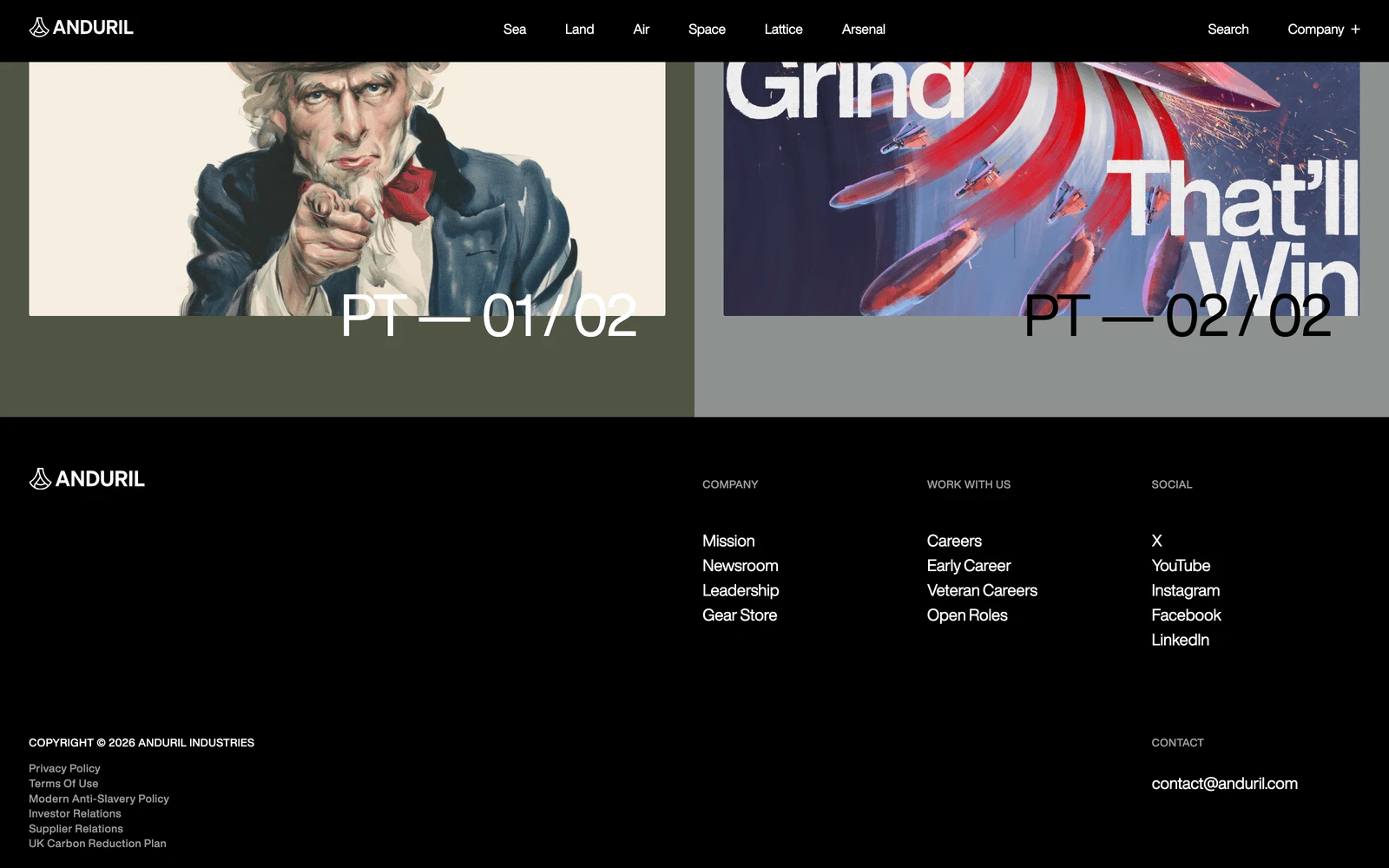 Bottom screenshot of Anduril.com