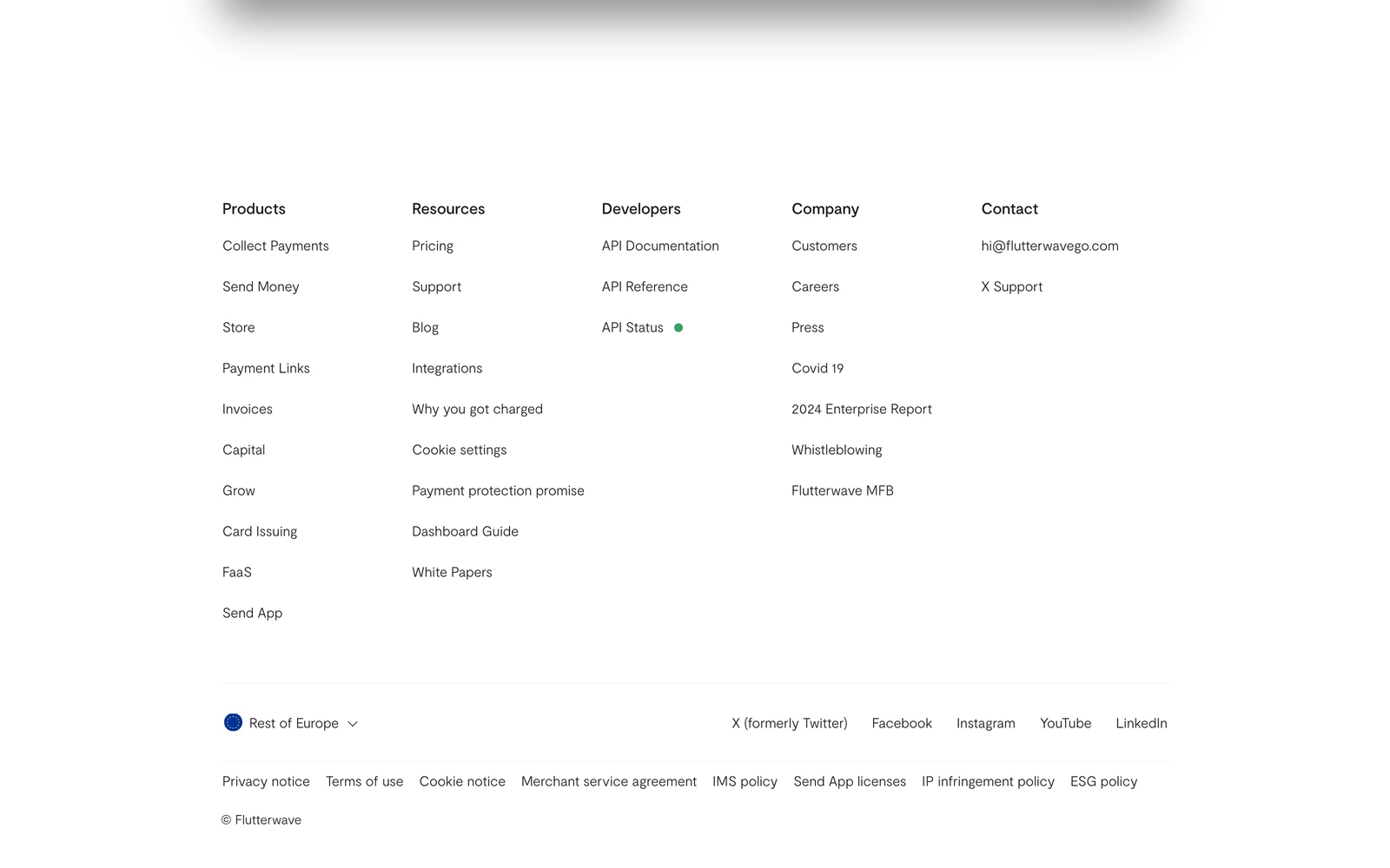 Bottom screenshot of Flutterwave.com