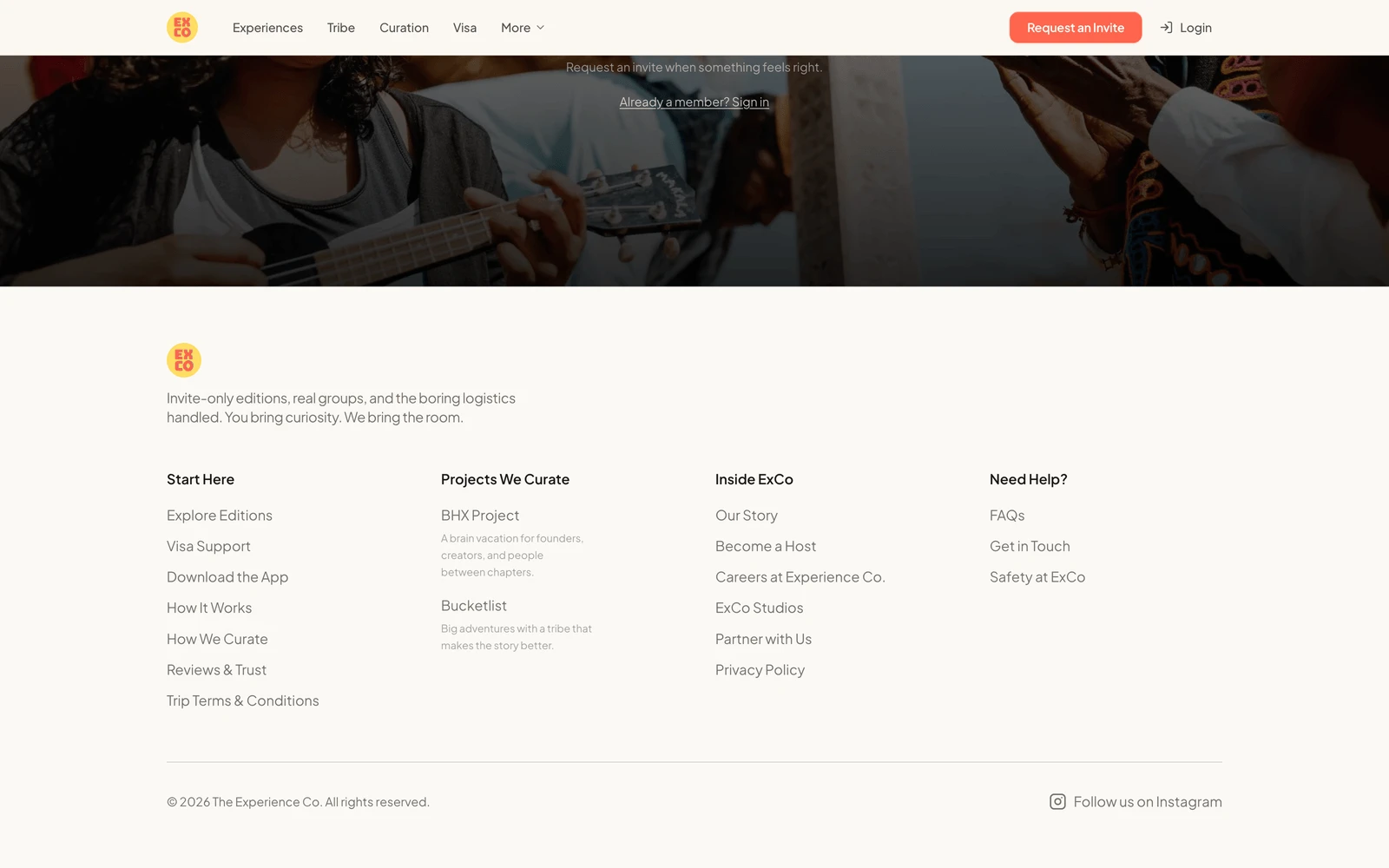 Bottom screenshot of TheExperience.co