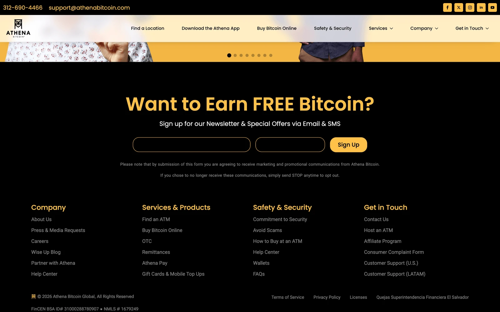 Bottom screenshot of AthenaBitcoin.com