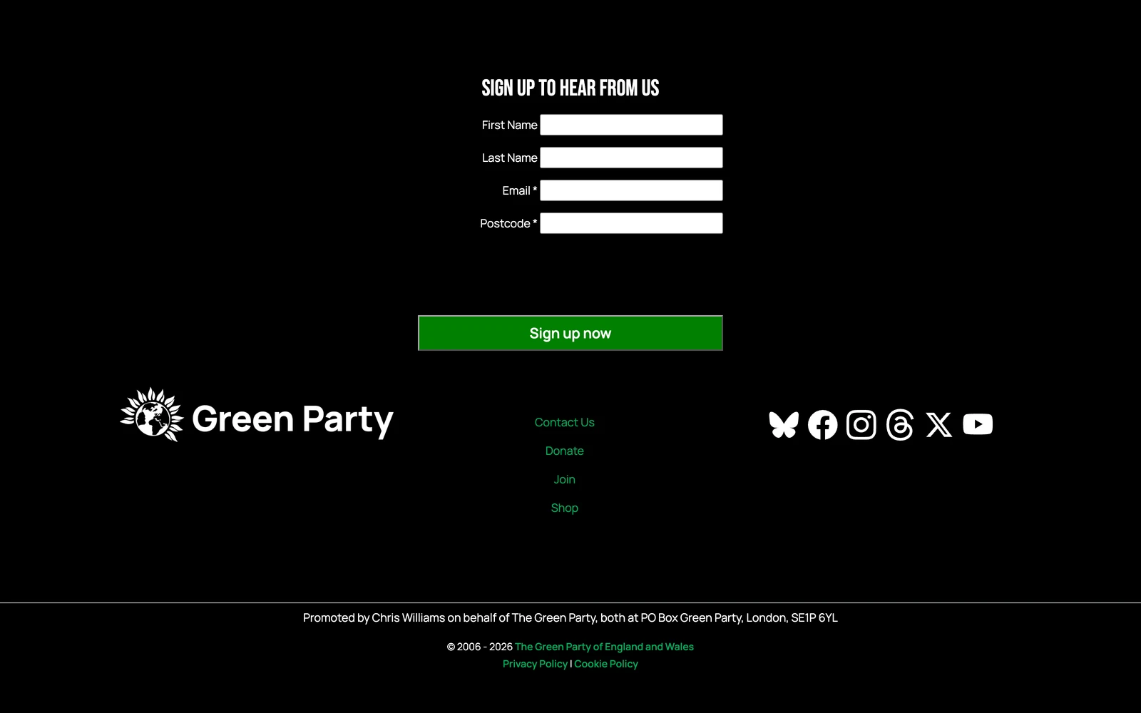Bottom screenshot of GreenParty.org.uk