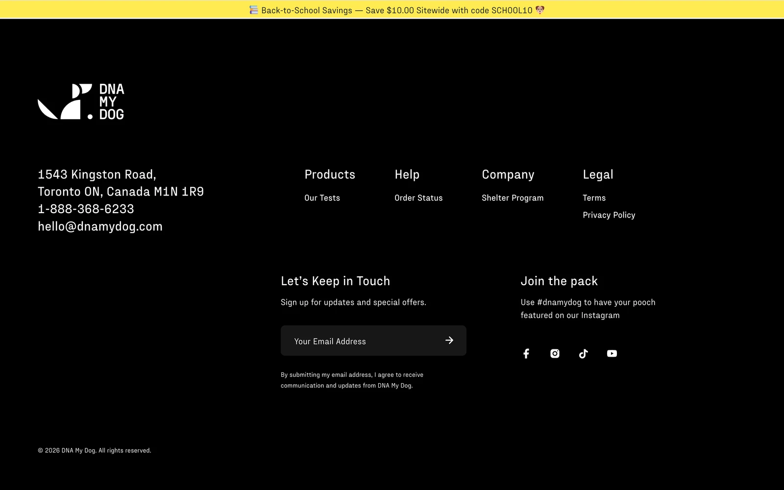 Bottom screenshot of DNAMyDog.com