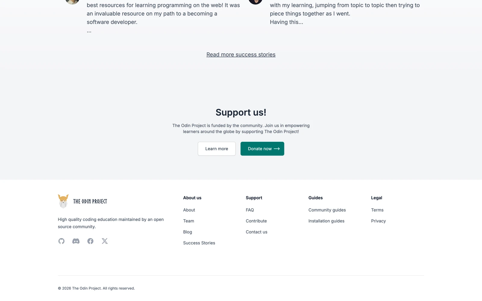 Bottom screenshot of TheOdinProject.com