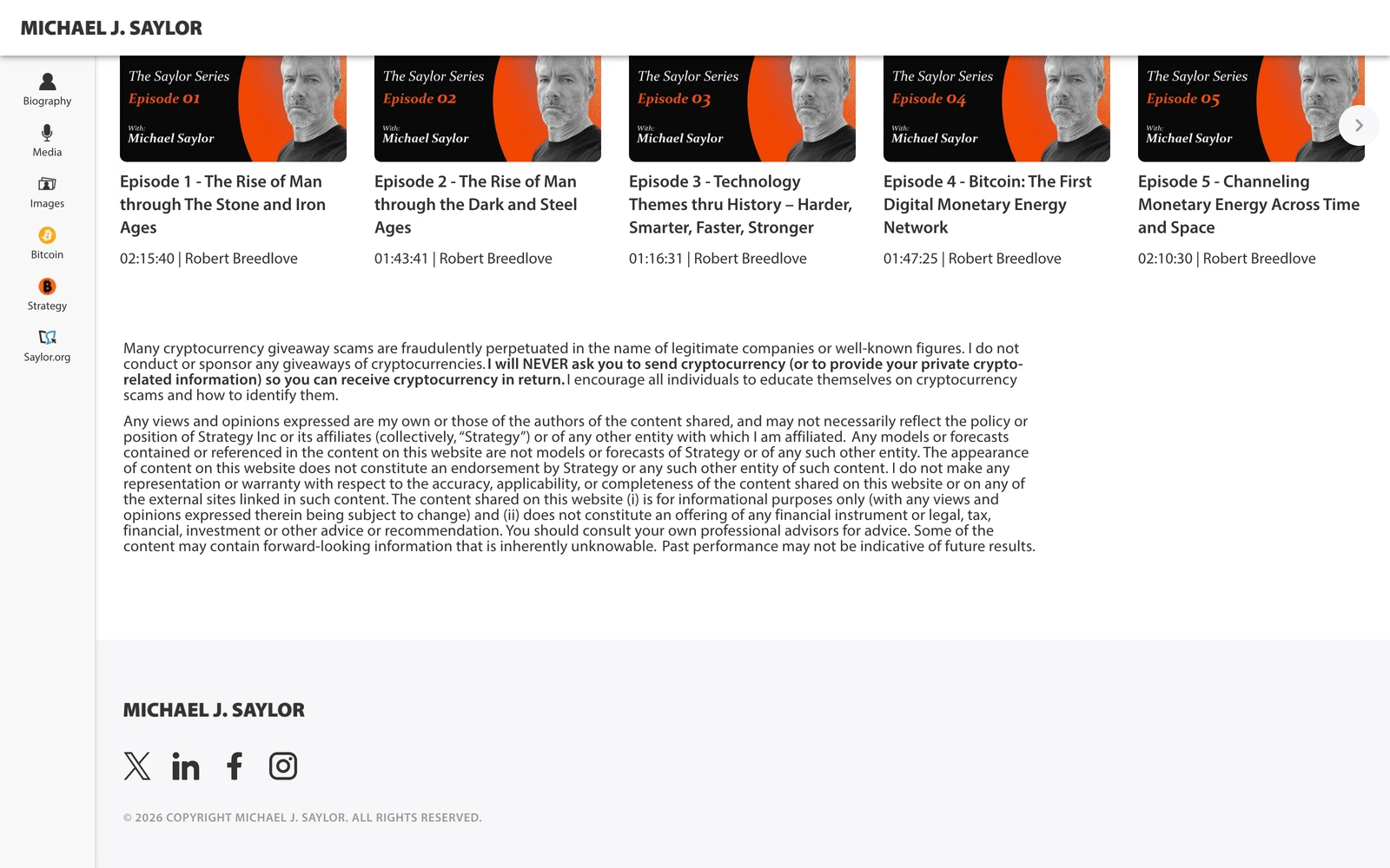 Bottom screenshot of Michael.com
