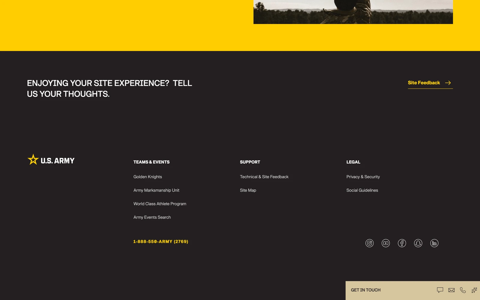 Bottom screenshot of GoArmy.com