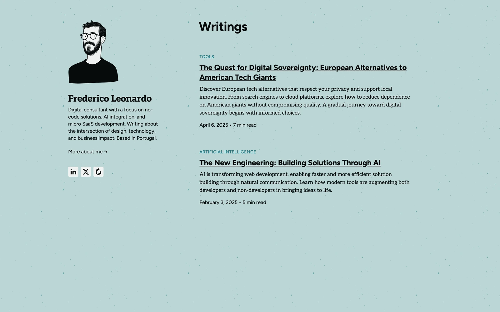 Bottom screenshot of FredericoLeonardo.com