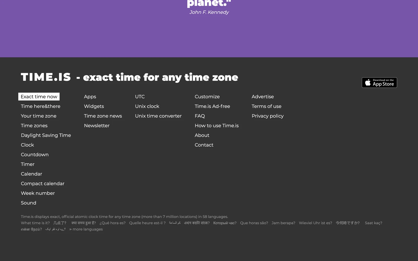 Bottom screenshot of Time.Is