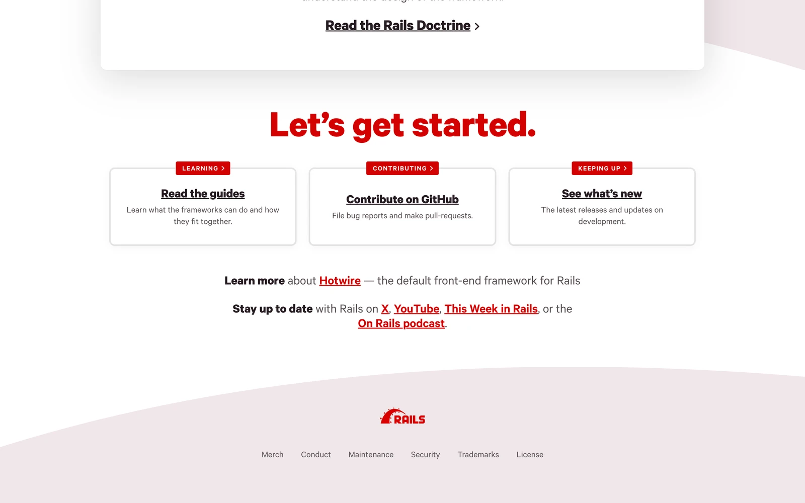 Bottom screenshot of RubyOnRails.org