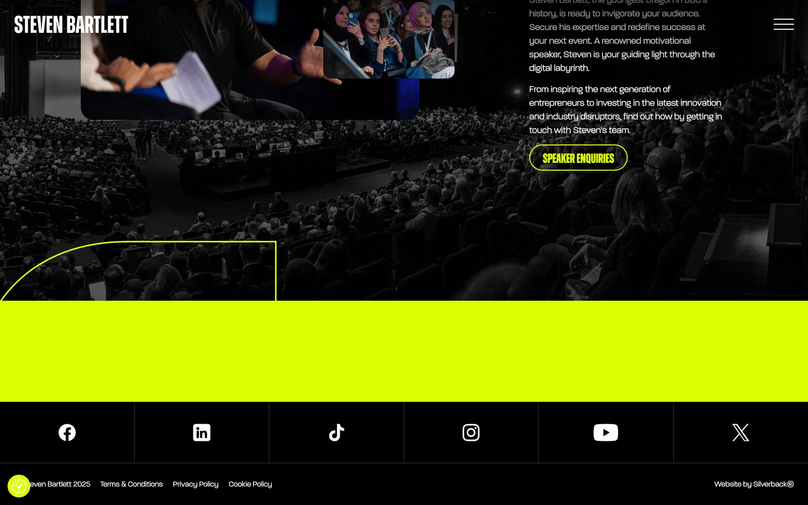 Bottom screenshot of StevenBartlett.com
