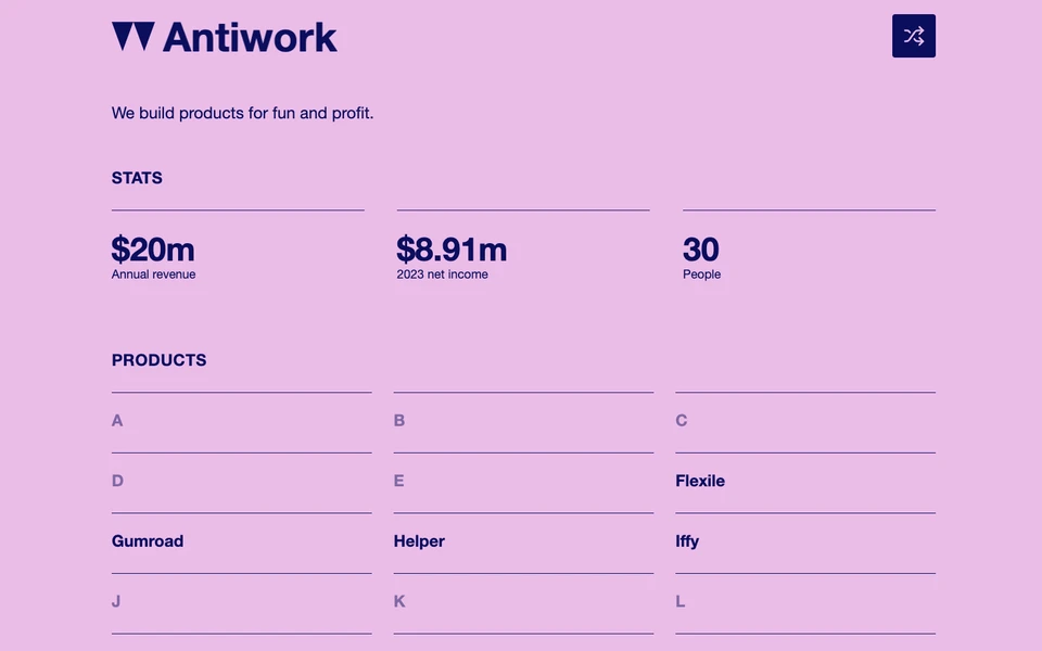 Screenshot of AntiWork.com
