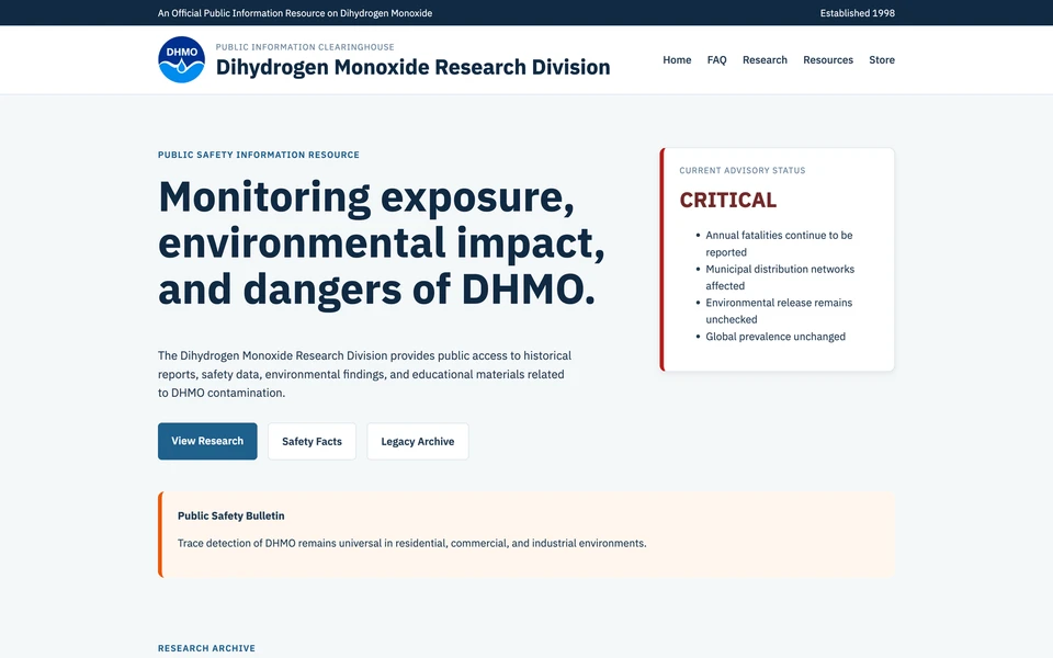 Screenshot of DHMO.org