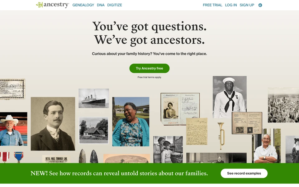 Screenshot of Ancestry.com