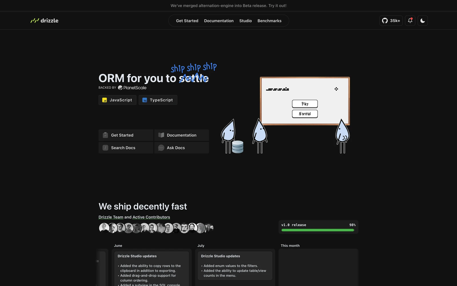 Top screenshot of Drizzle.team ORM