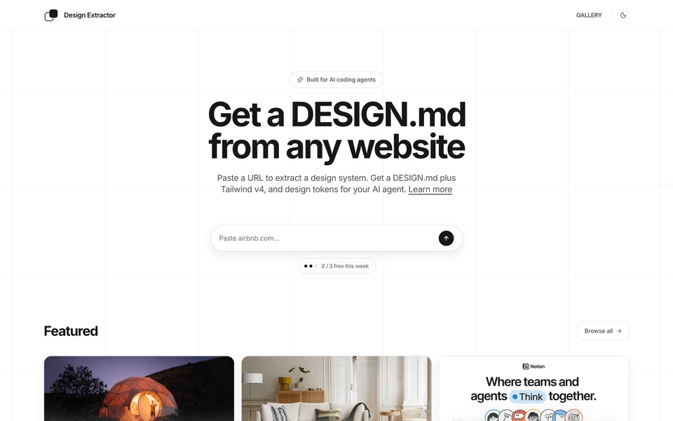 Screenshot of Design-Extractor.com