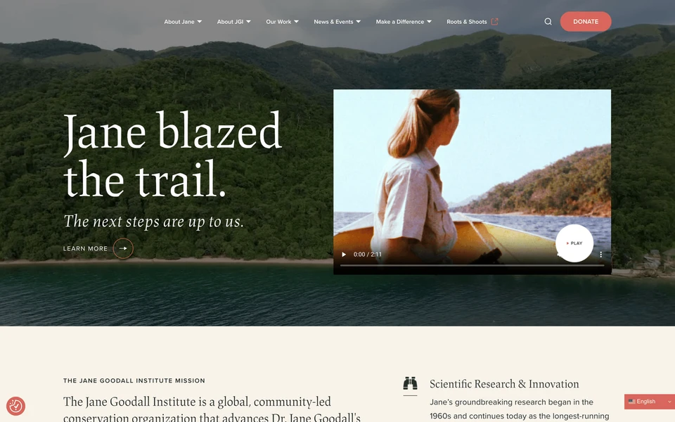 Screenshot of JaneGoodall.org