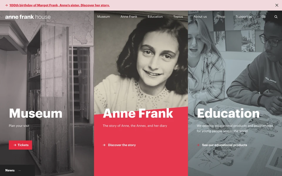 Screenshot of AnneFrank.org