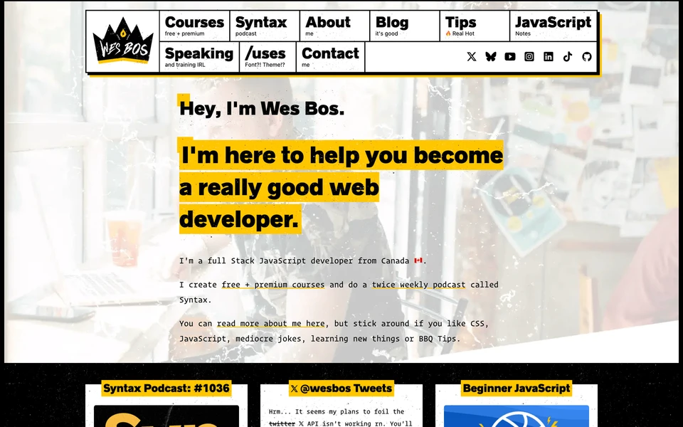 Screenshot of WesBos.com
